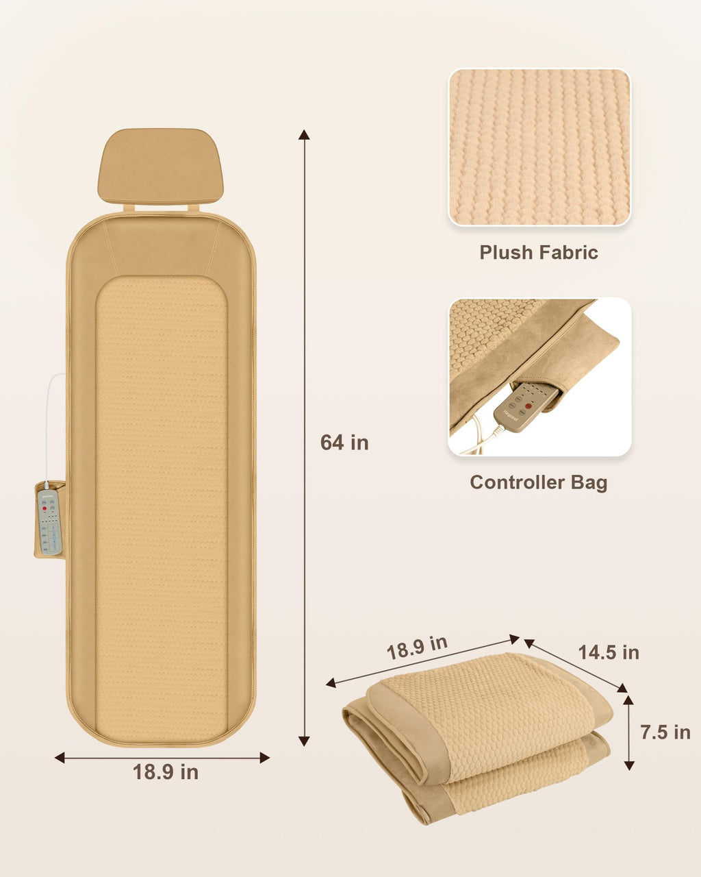 Foldable Full Body Massage Mat with Heat and Vibration Y174934