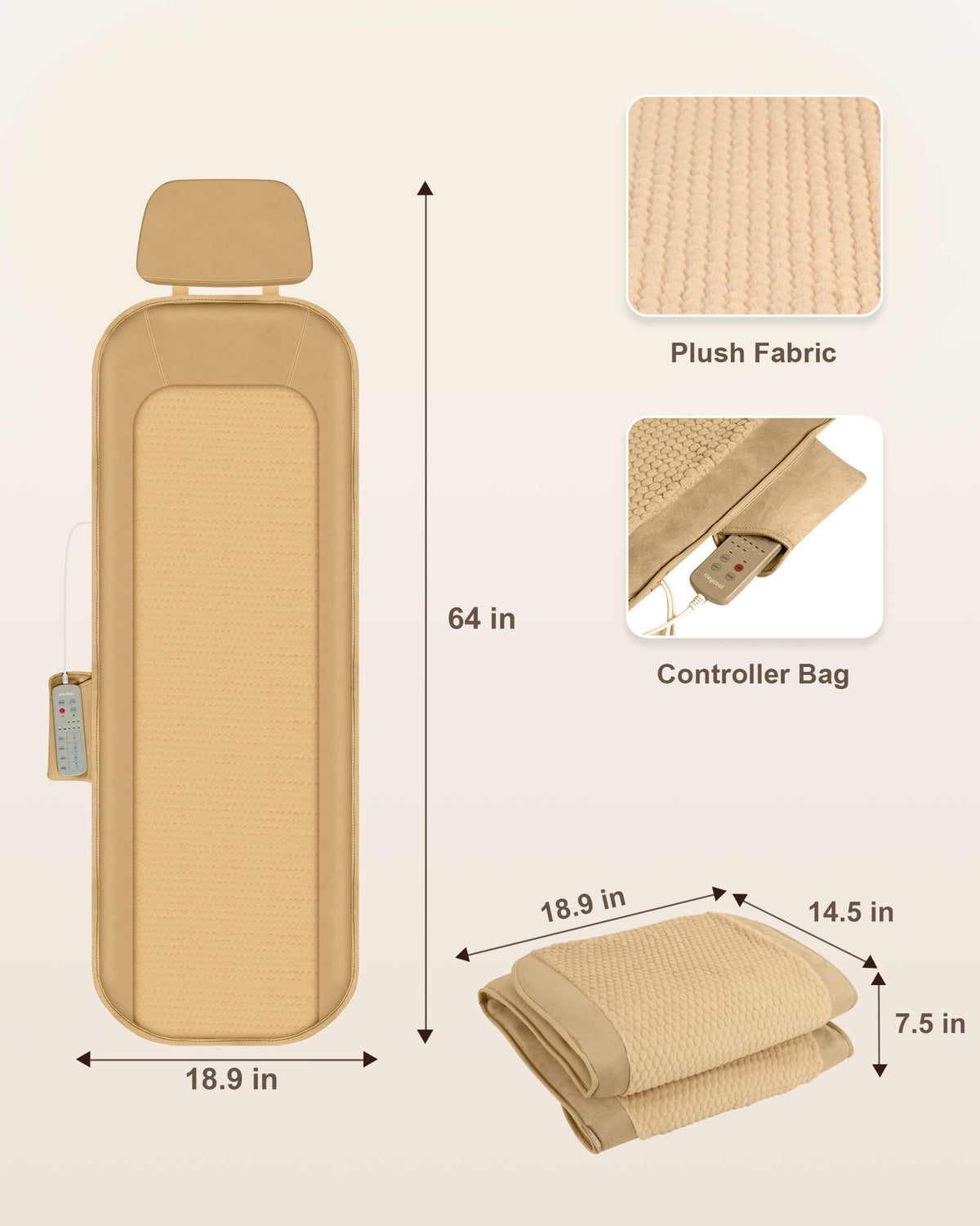 Foldable Full Body Massage Mat with Heat and Vibration Y174934
