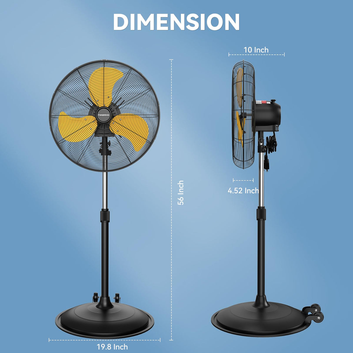20 Inch 3-Speed Oscillating Metal Pedestal Fan with Wheels Z248