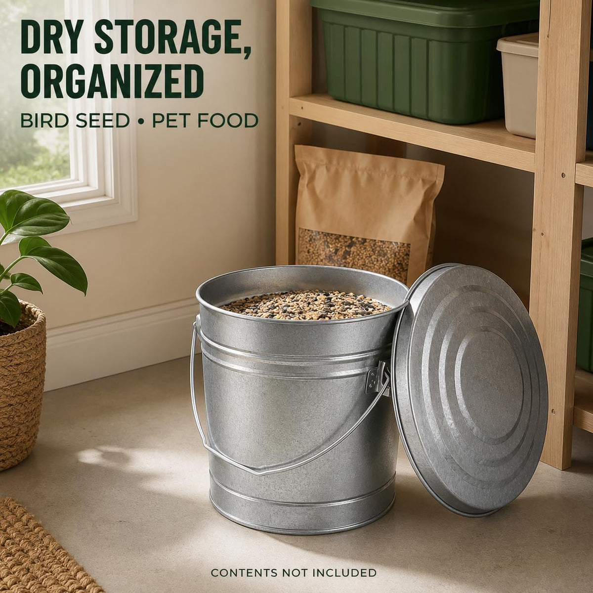 6 Gal Galvanized Steel Storage Can with Locking Lid B28347