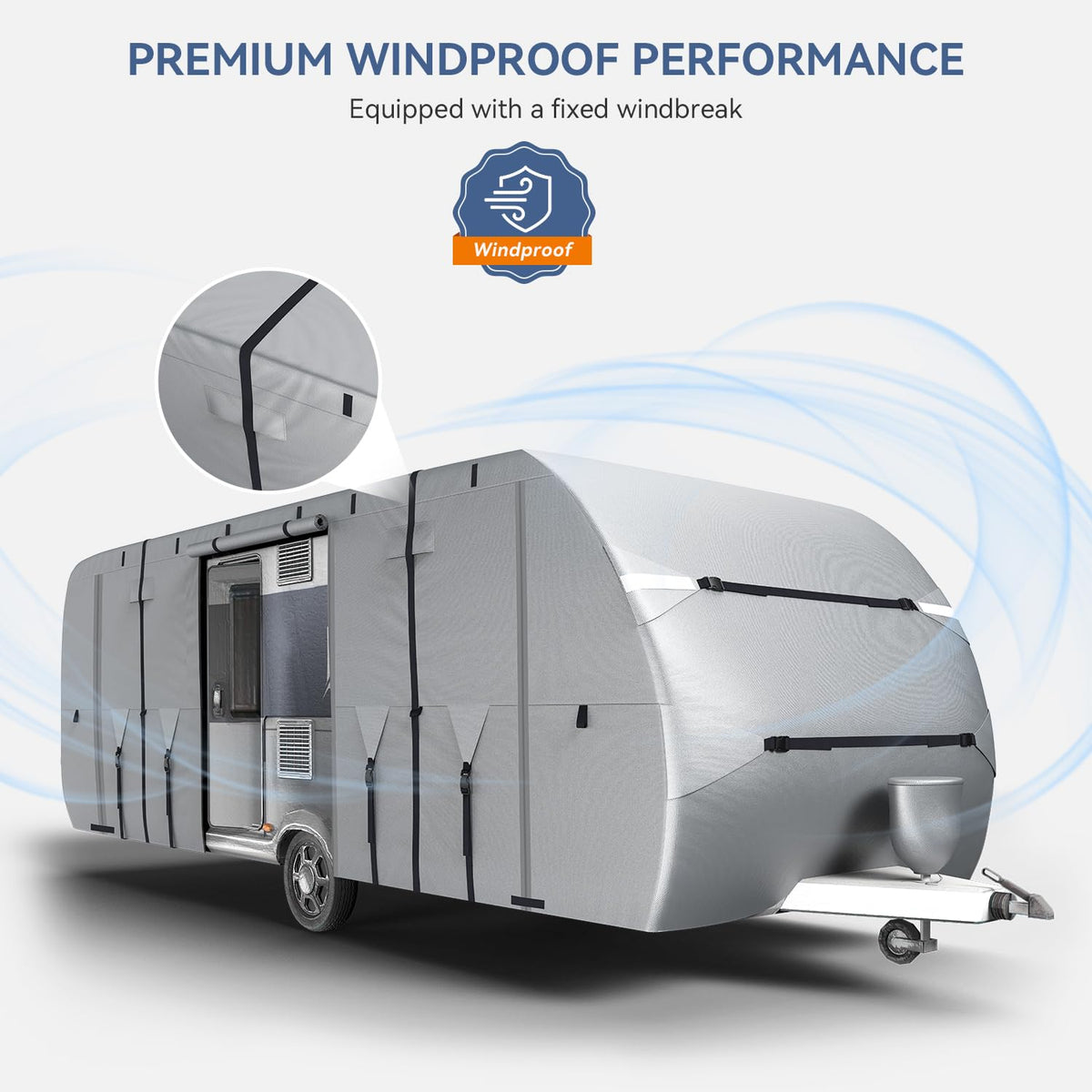 300D Oxford 27-30ft Camper Cover with Jack Cover, 4 Tire Covers and Gutter Cover Z6090
