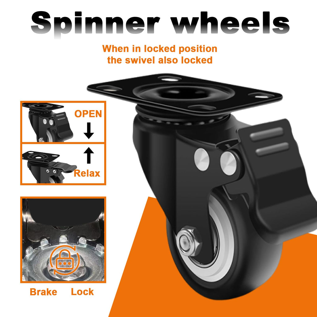 2 Inch Caster Wheel Set of 4 with Dual Brake C8842