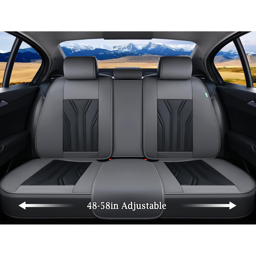 Leather Seat Covers Full Set 5 Seats Gray Black D212