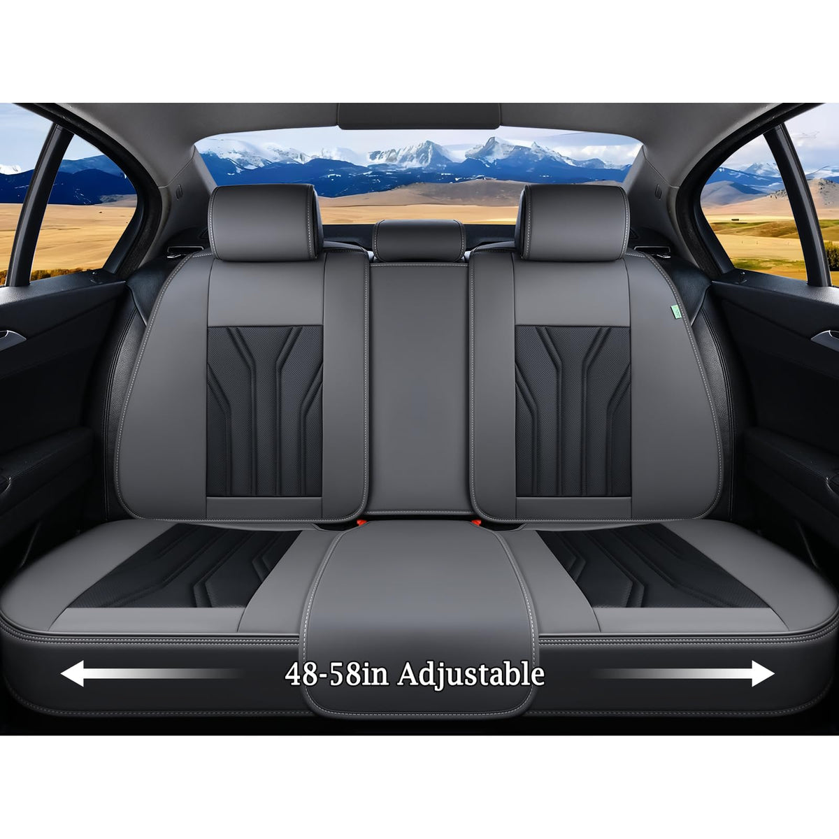Leather Seat Covers Full Set 5 Seats Gray Black D212