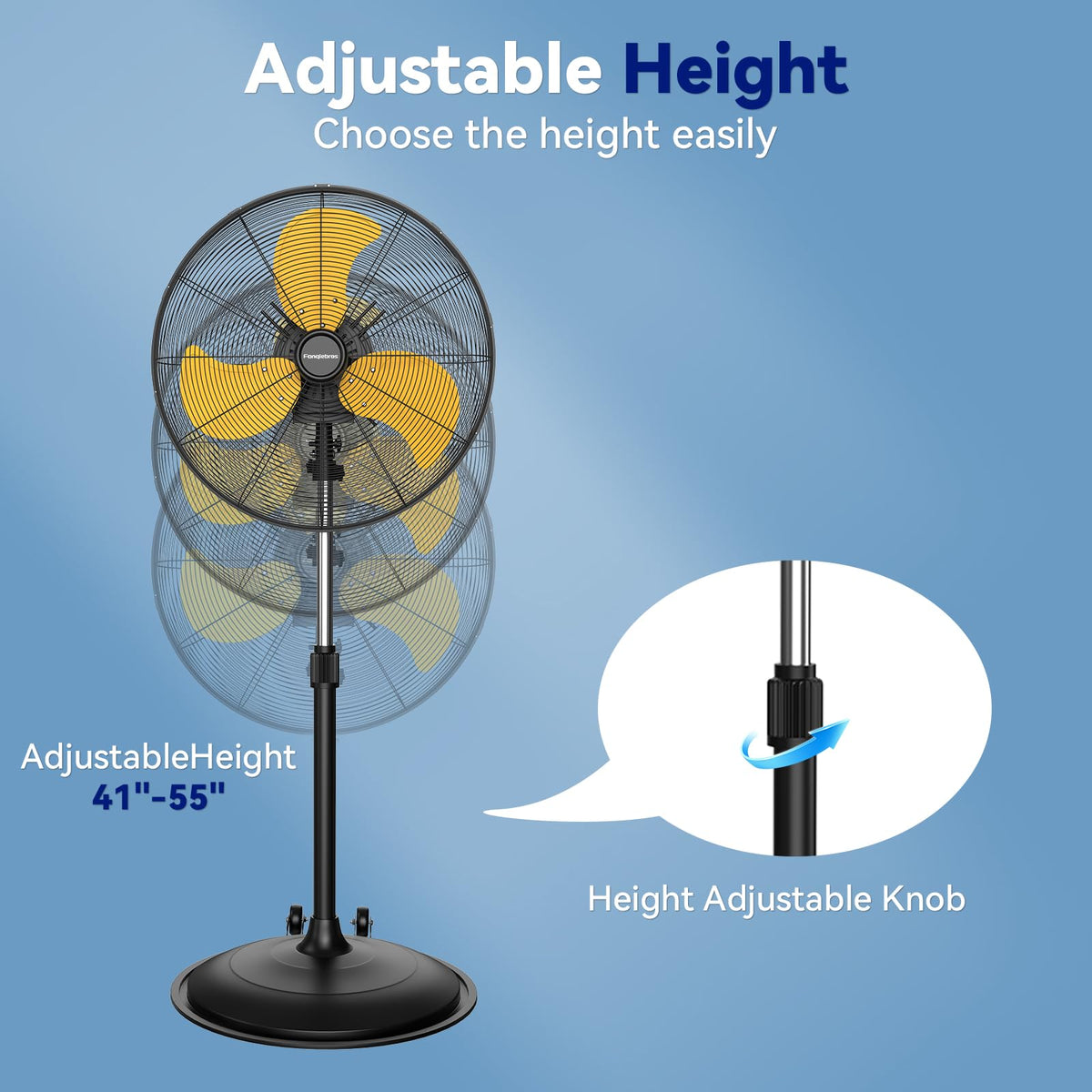 20 Inch 3-Speed Oscillating Metal Pedestal Fan with Wheels Z248