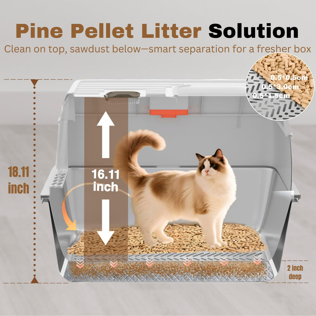 XXL Stainless Steel Sifting Litter Box with Lid W693975