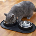 Stainless Steel Cat Food Bowls with Non-Slip Mat, 1.5 Cups Each D67168