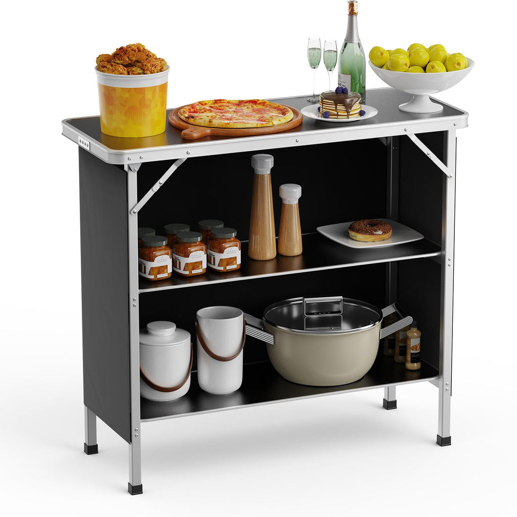 Aluminum 2-Tier Folding Camping Table with Carrying Bag A52421
