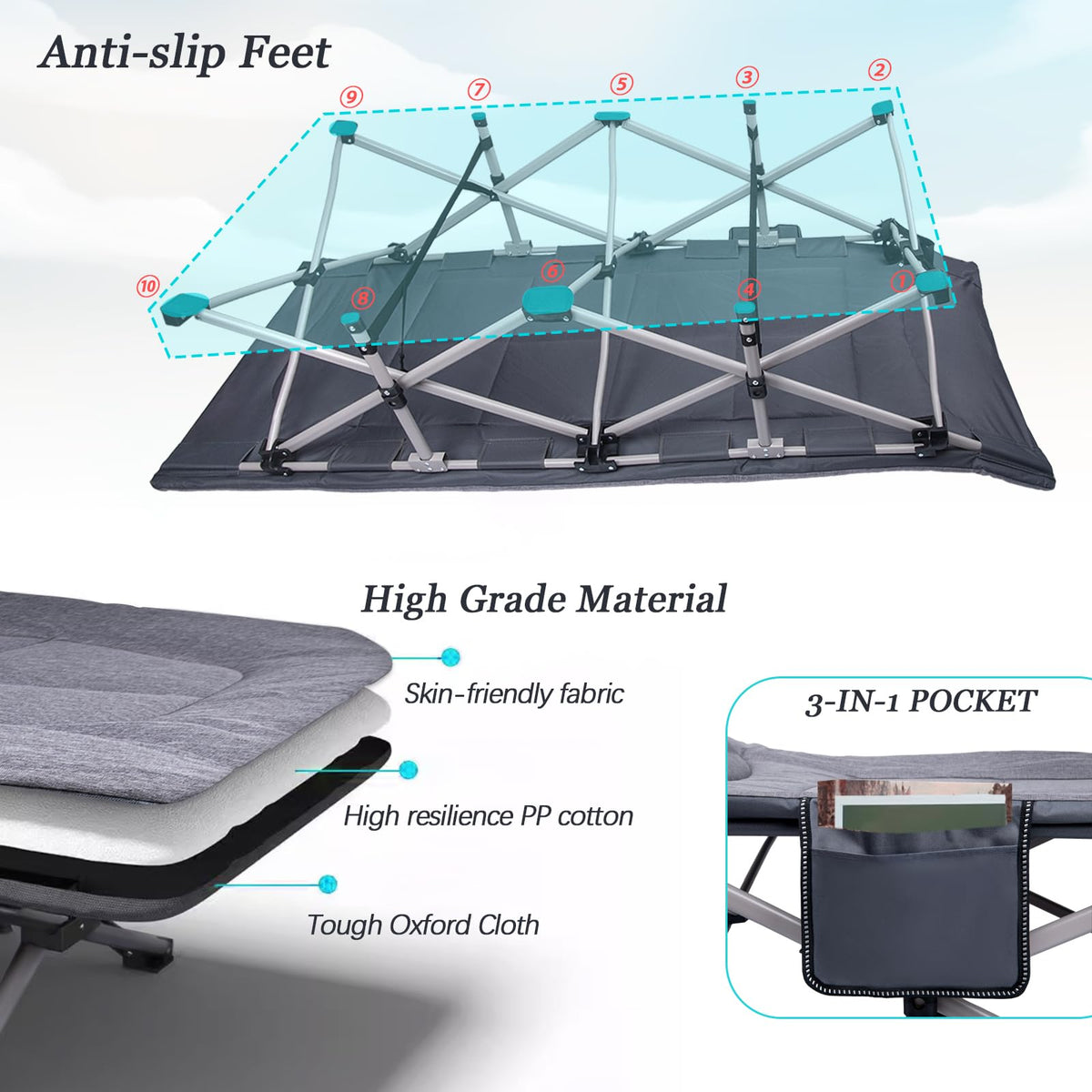 Folding Camping Cot with Carry Bag K247