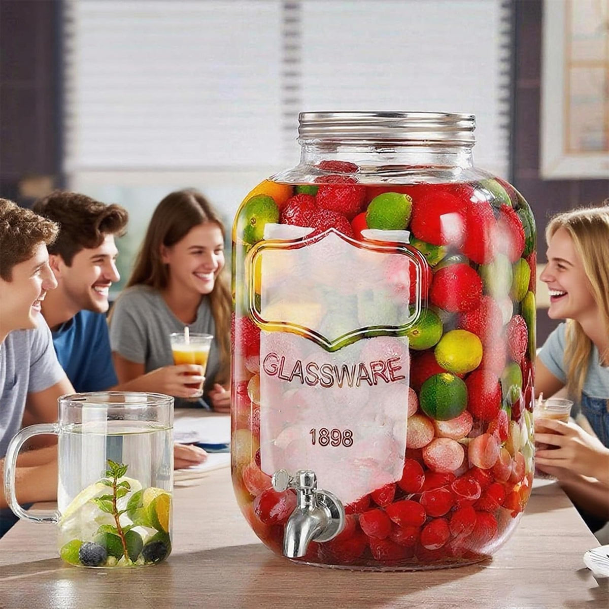 1 Gallon Glass Drink Dispenser with Stand 2 Pack M588