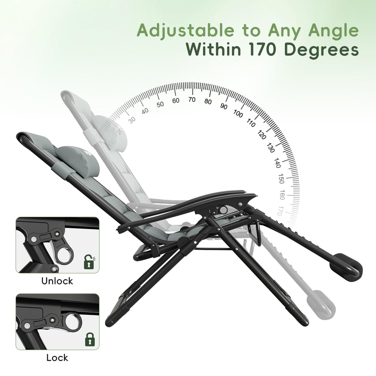 Oversized Padded Zero Gravity Reclining Patio Lounge Chair J760