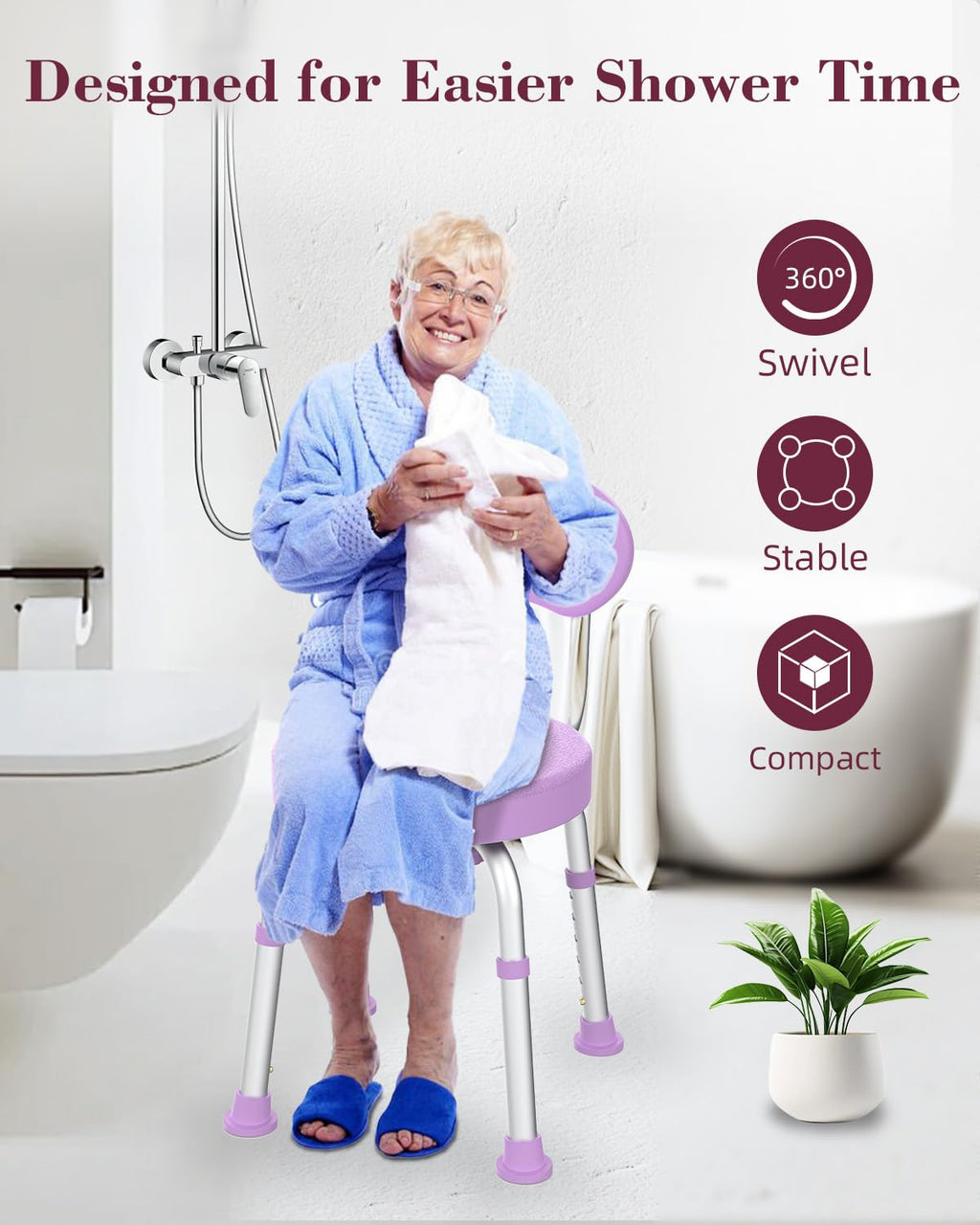 Swivel Shower Chair with Backrest B298471