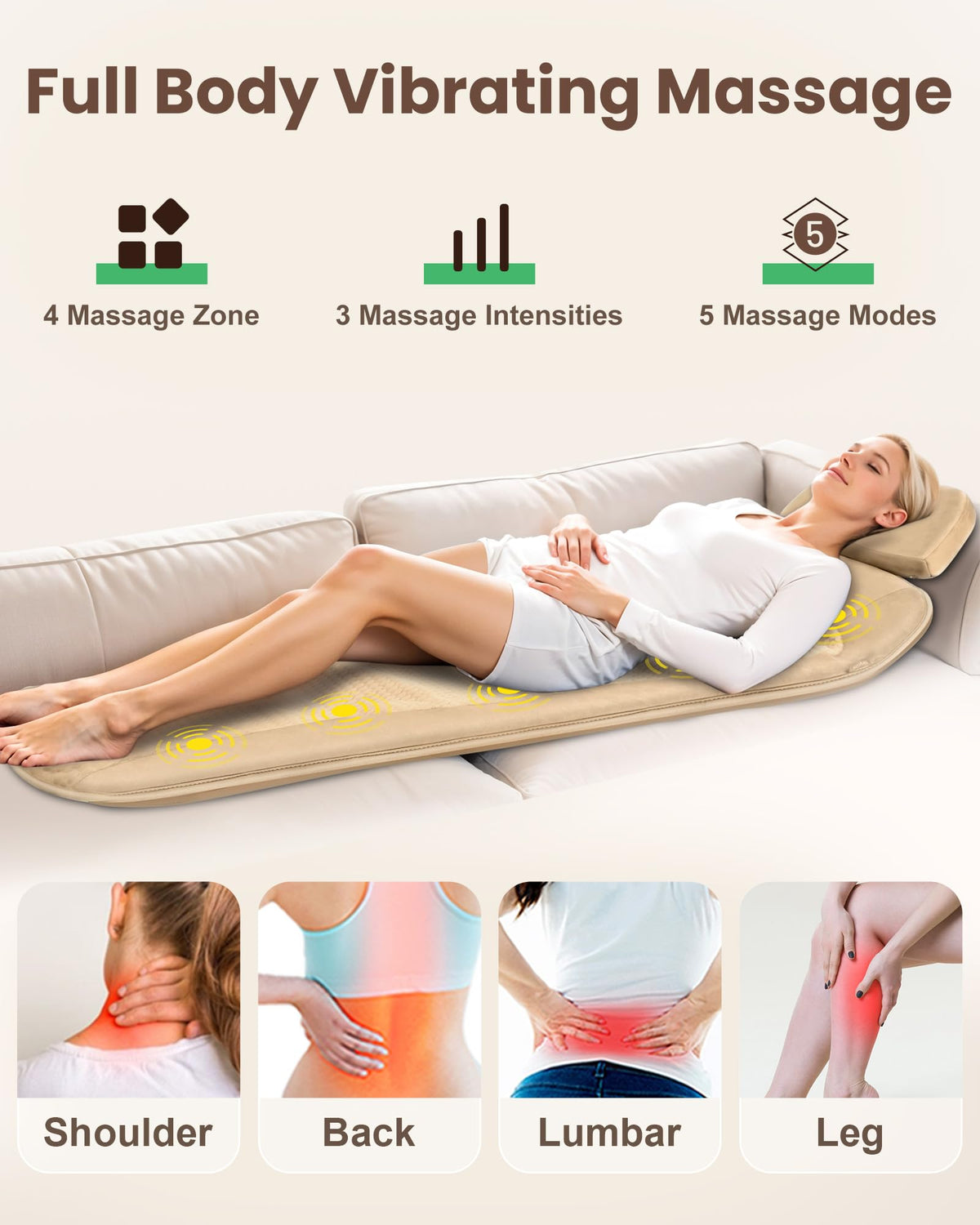 Foldable Full Body Massage Mat with Heat and Vibration Y174934