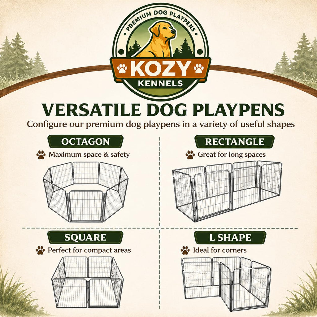 32'' 16 Panels Grey Metal Heavy Duty Dog Play Pen Y11187