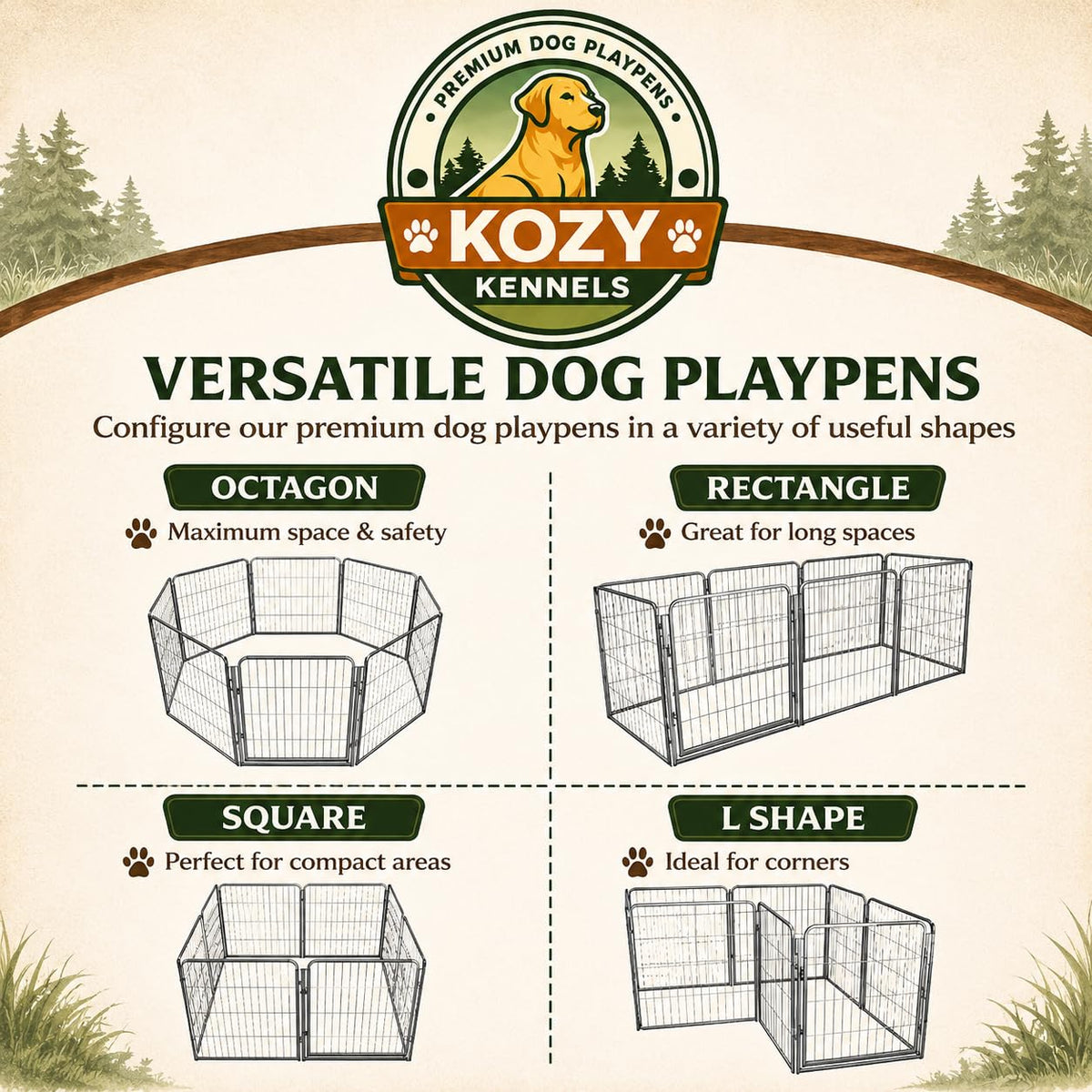 32'' 16 Panels Grey Metal Heavy Duty Dog Play Pen Y11187
