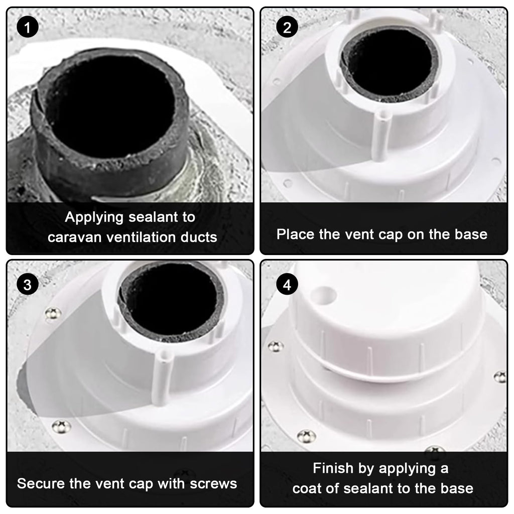 RV Plumbing Vent Caps Kit 2Pcs Plastic Roof Sewer Vent Cover Caps Black P10150