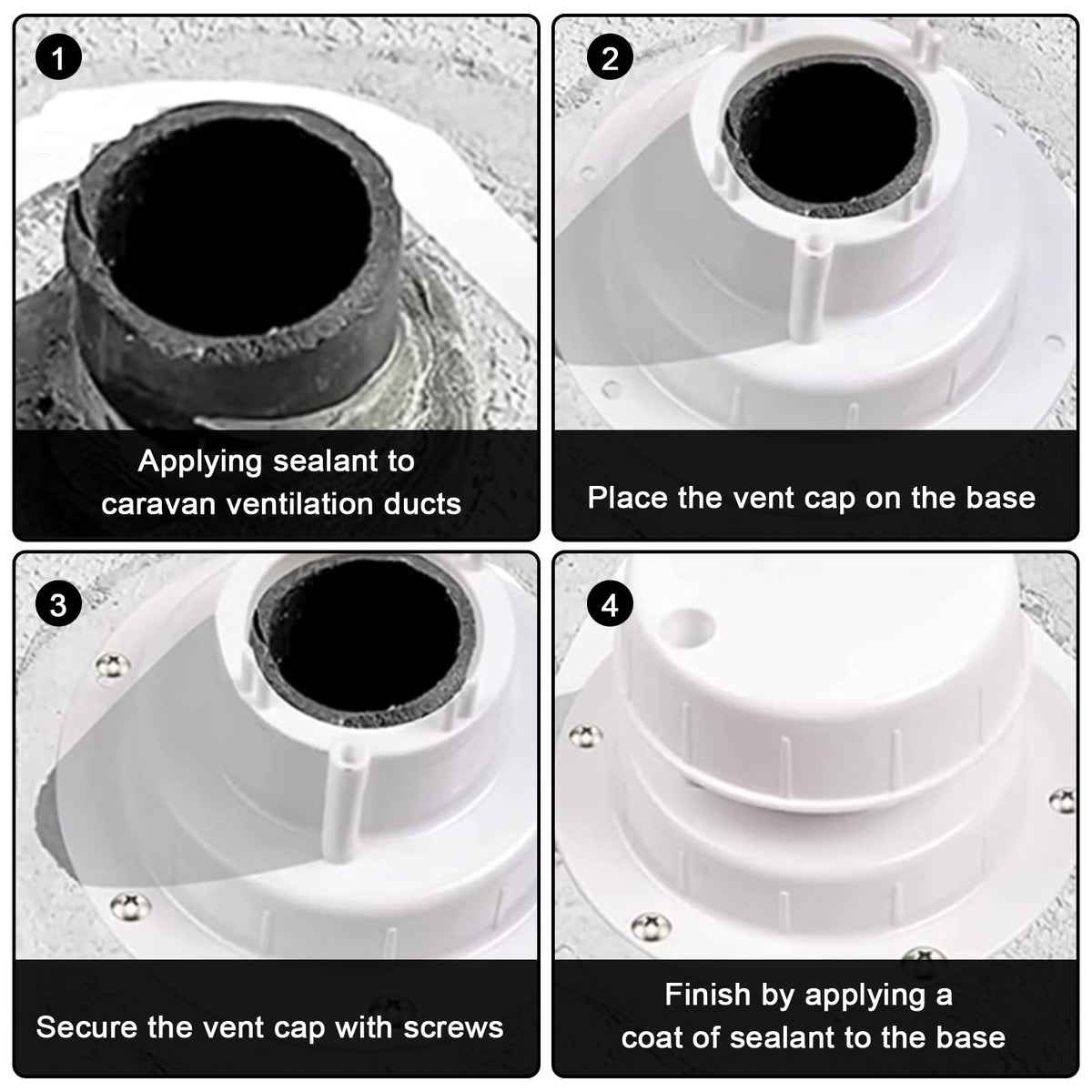 RV Plumbing Vent Caps Kit 2Pcs Plastic Roof Sewer Vent Cover Caps Black P10150