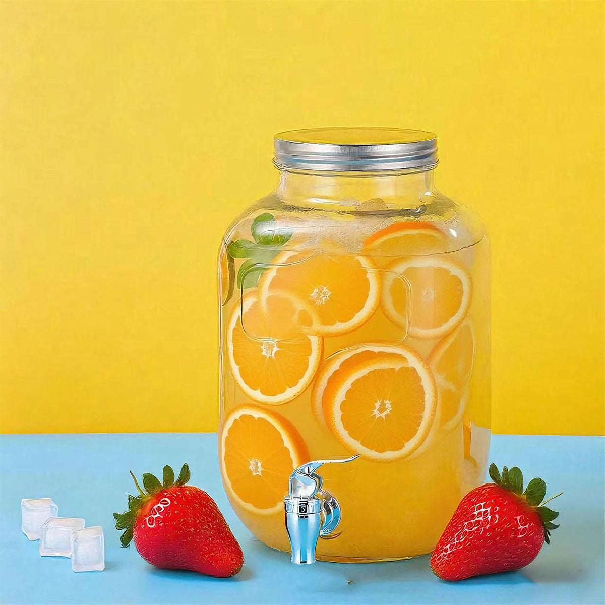 1 Gallon Glass Drink Dispenser with Stand 2 Pack M588