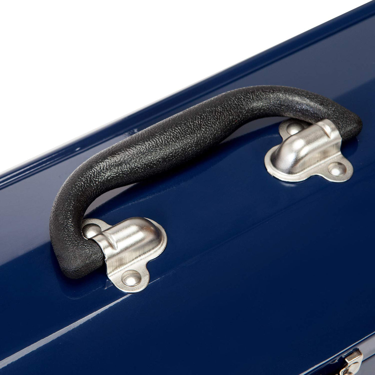 16" Portable Steel Tool Box with Metal Latch Closure, Blue M672