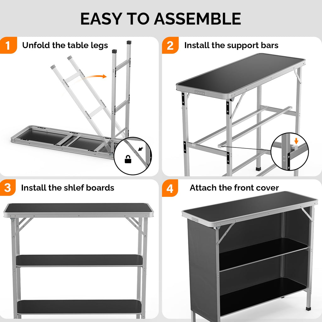 Aluminum 2-Tier Folding Camping Table with Carrying Bag A52421