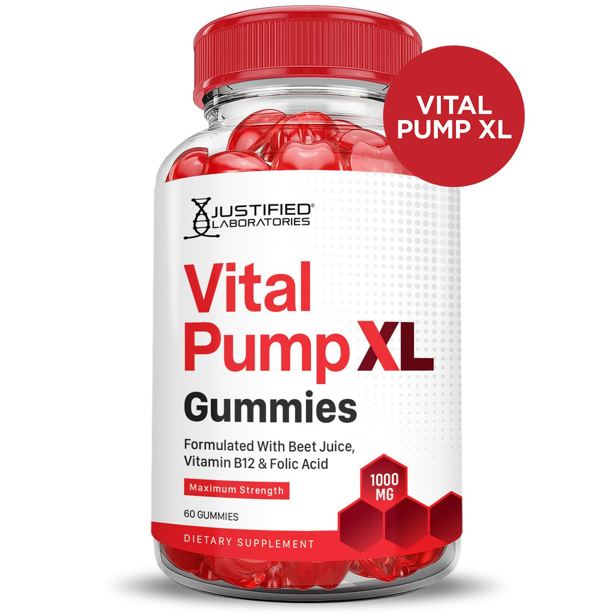 Vital Pump XL Performance Gummies 1000MG Beet Juice B12 Vegan Non GMO 120 Gummys Q667494