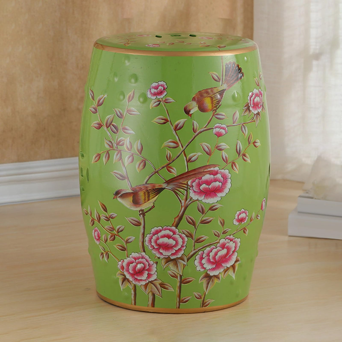 Hand-Painted Ceramic Drum Stool W60862