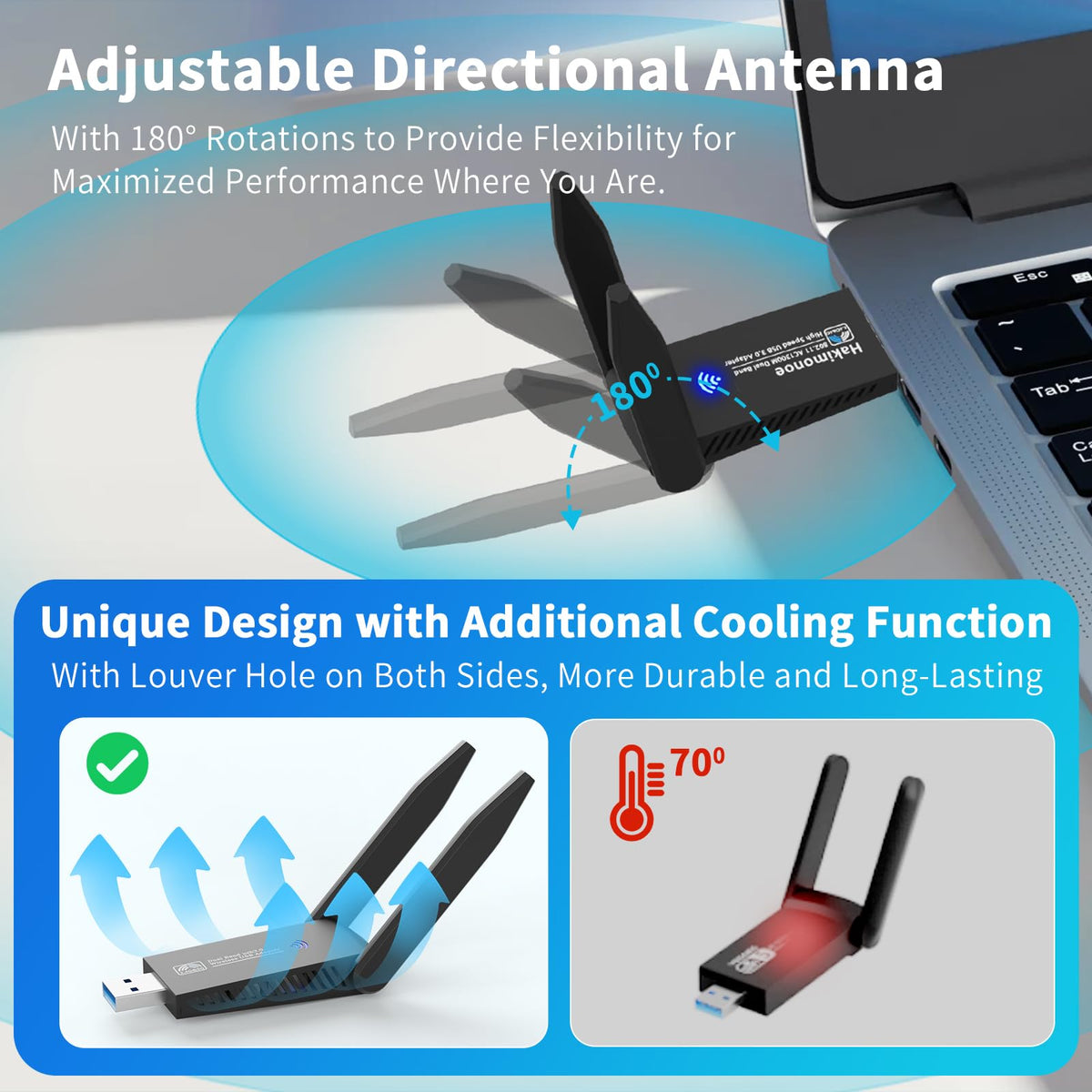 USB 3.0 AC1300Mbps Dual Band WiFi Adapter D302776