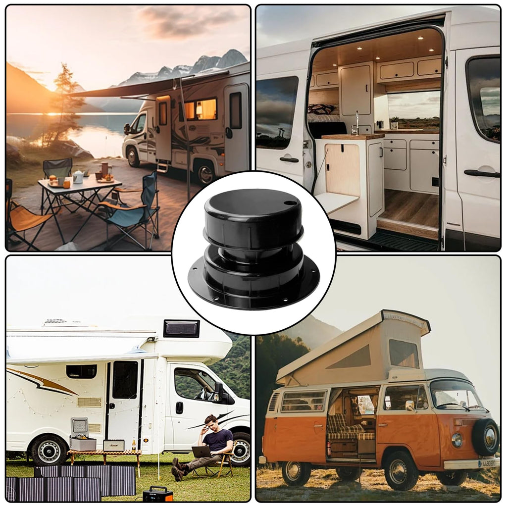 RV Plumbing Vent Caps Kit 2Pcs Plastic Roof Sewer Vent Cover Caps Black P10150