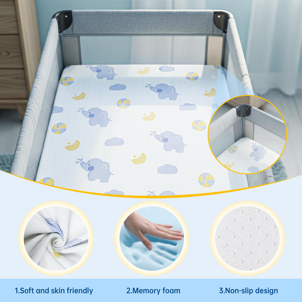 Pack and Play Mattress, 38"x26" Dual Sided Memory Foam F438848