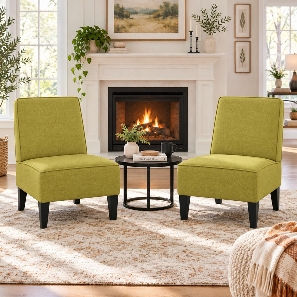 Green Upholstered Accent Chair Set of 2 Q6650