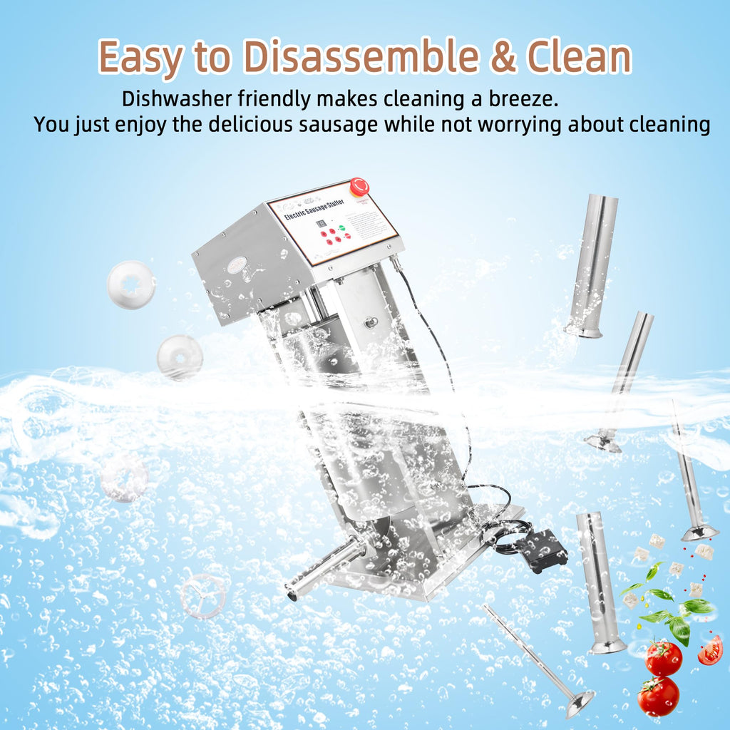 30LB Stainless Steel Electric Sausage Stuffer with 5 Stuffing Tubes R5933