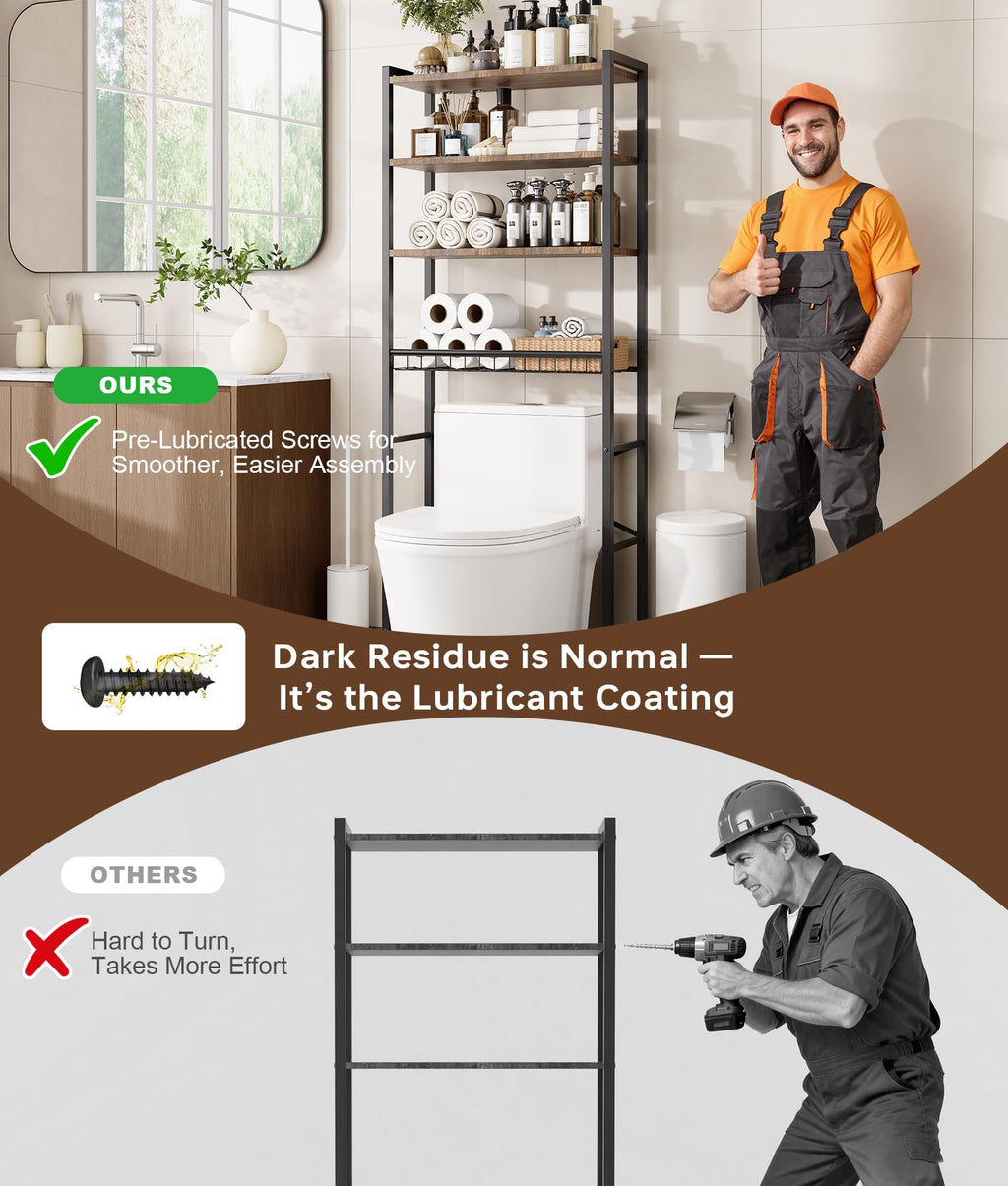 Brown 4-Tier Over-the-Toilet Storage Rack Z9159
