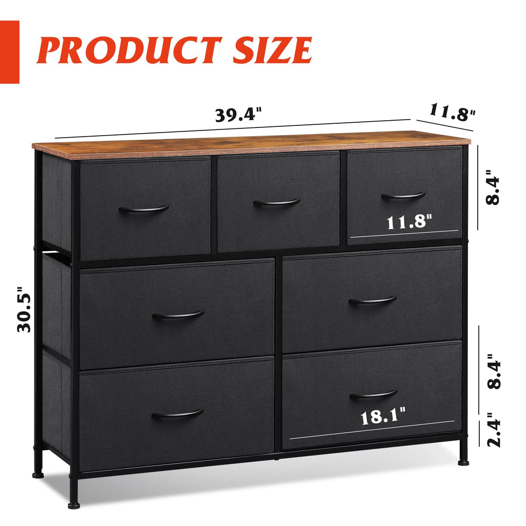 Charcoal Black 3 7 9 Drawer Dresser Set I9234