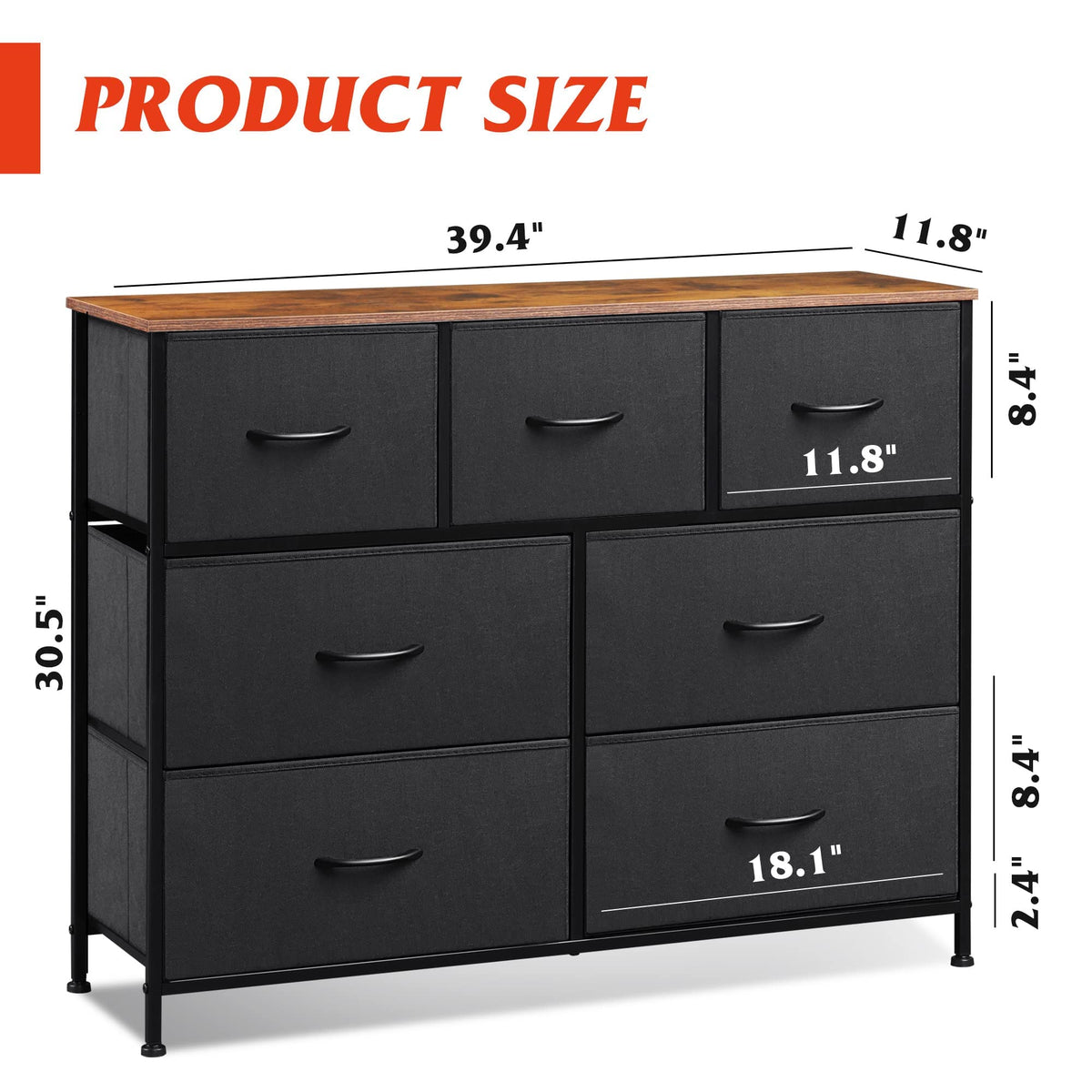 Charcoal Black 3 7 9 Drawer Dresser Set I9234