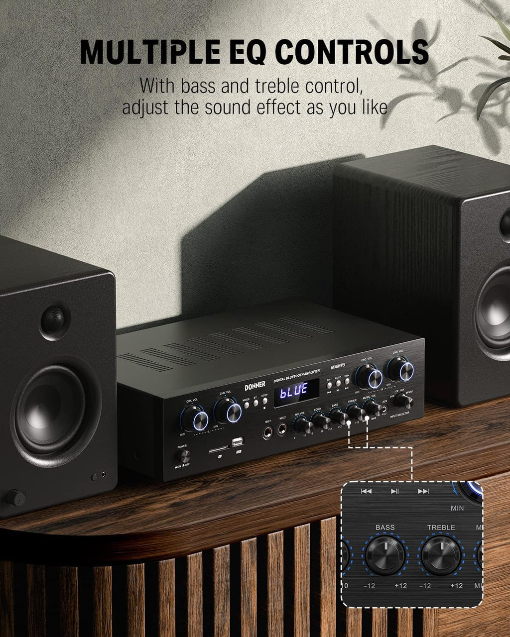 4 Channel 440W Peak Power Bluetooth Stereo Audio Amplifier Receiver Z17627