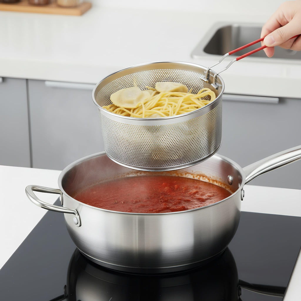 Set of 2 Stainless Steel Pasta Strainers with Removable Handle H43207