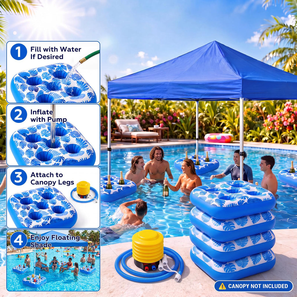 4 Inflatable Base Floats with Cup Holders N33471