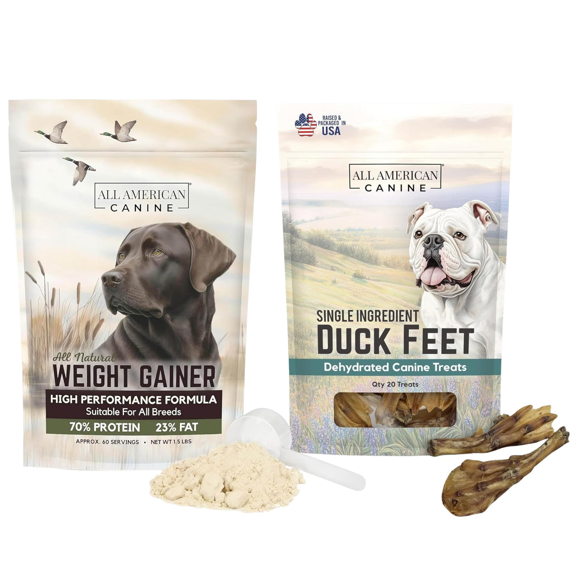 Dog Weight Gainer Powder & Duck Feet Bundle I124