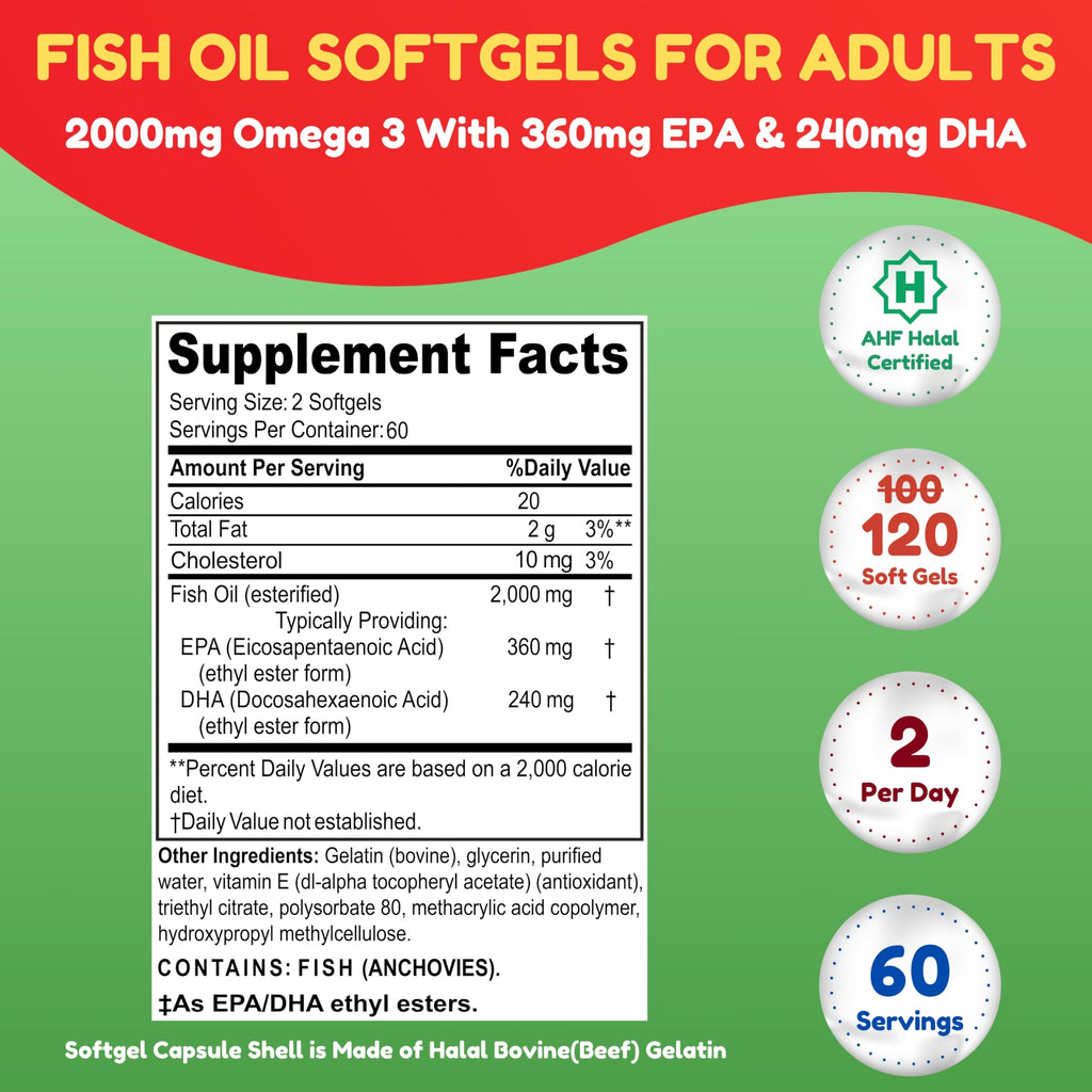 Omega 3 Fish Oil 2000mg 120 Softgels E1759
