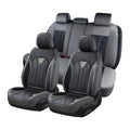 Leather Seat Covers Full Set 5 Seats Gray Black D212