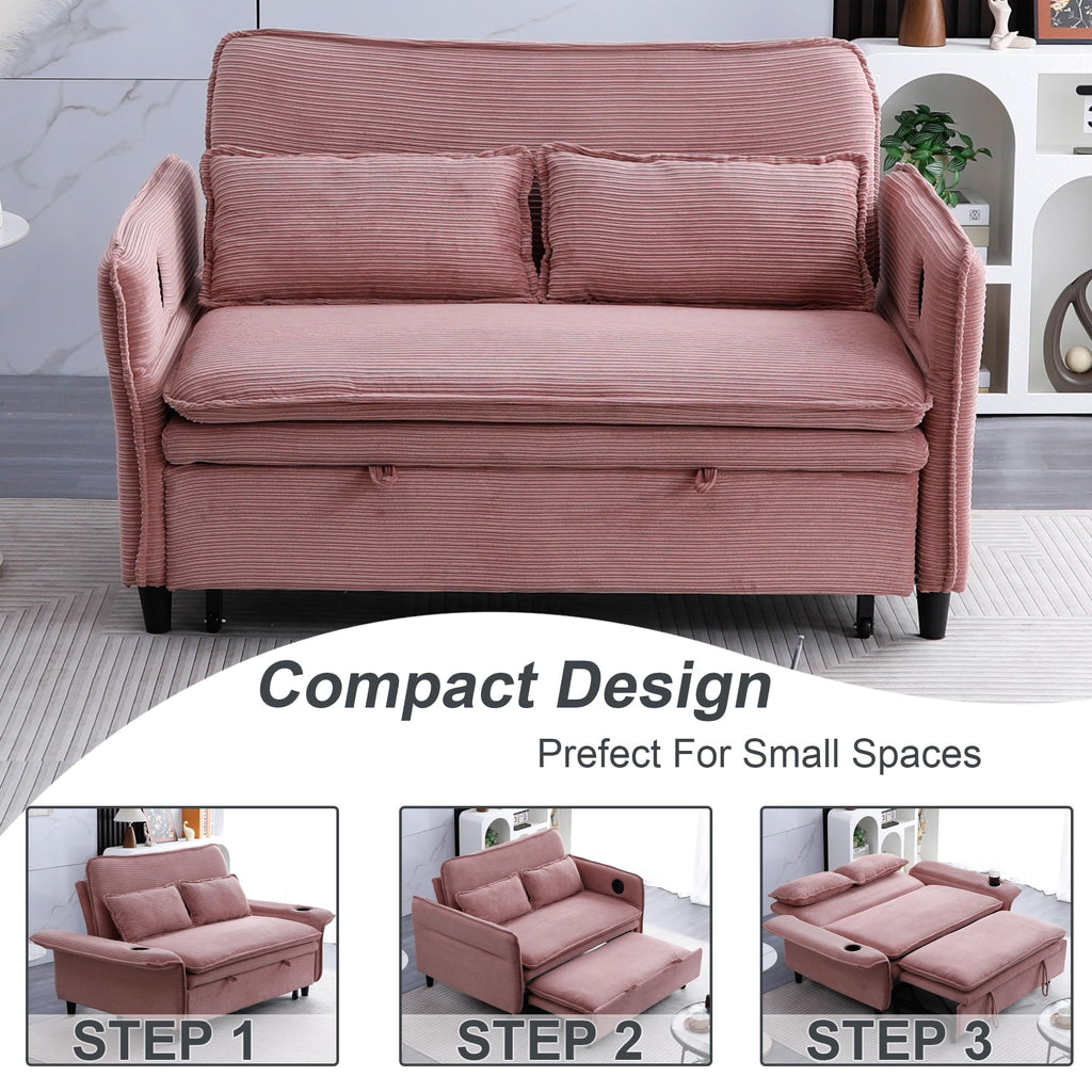 Pink Convertible Sleeper Sofa Bed H8369
