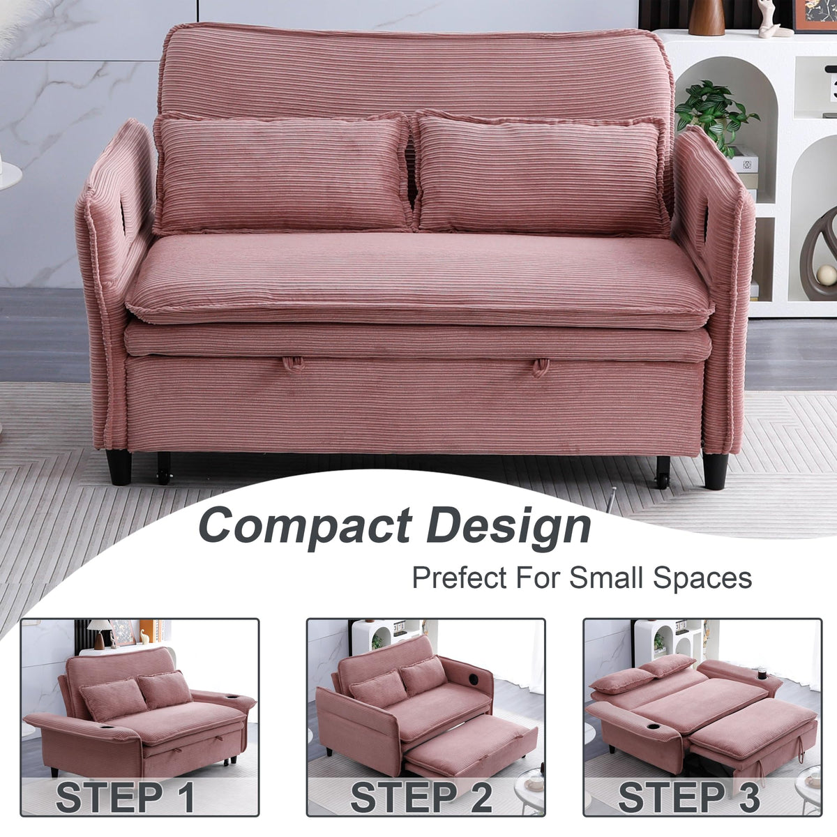 Pink Convertible Sleeper Sofa Bed H8369