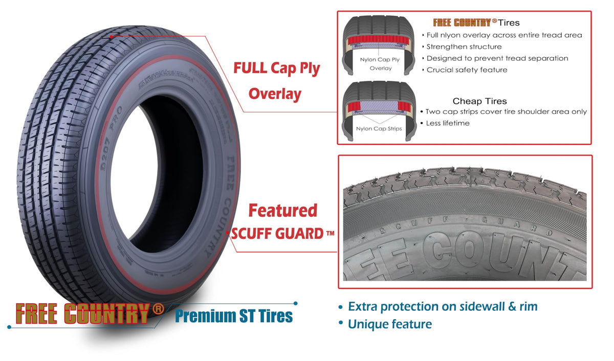 4 Premium Trailer Tire ST205/75R15 8PR LRD 107N J23685