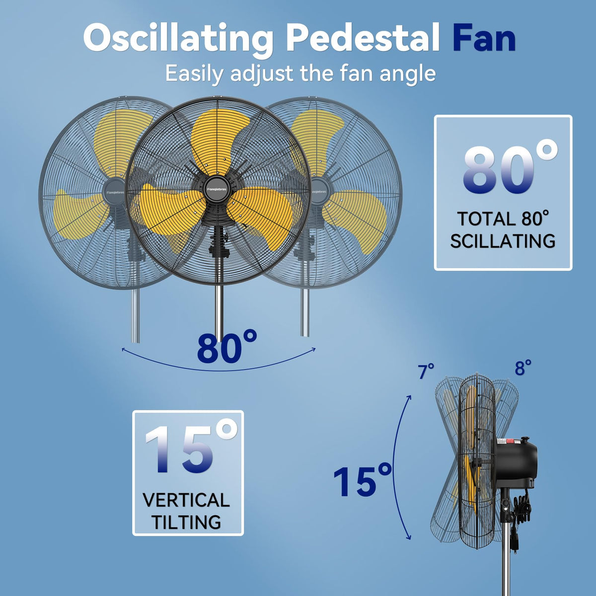 20 Inch 3-Speed Oscillating Metal Pedestal Fan with Wheels Z248