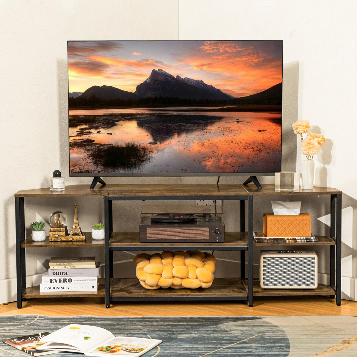 Corner TV Stand with Power Outlet O8498