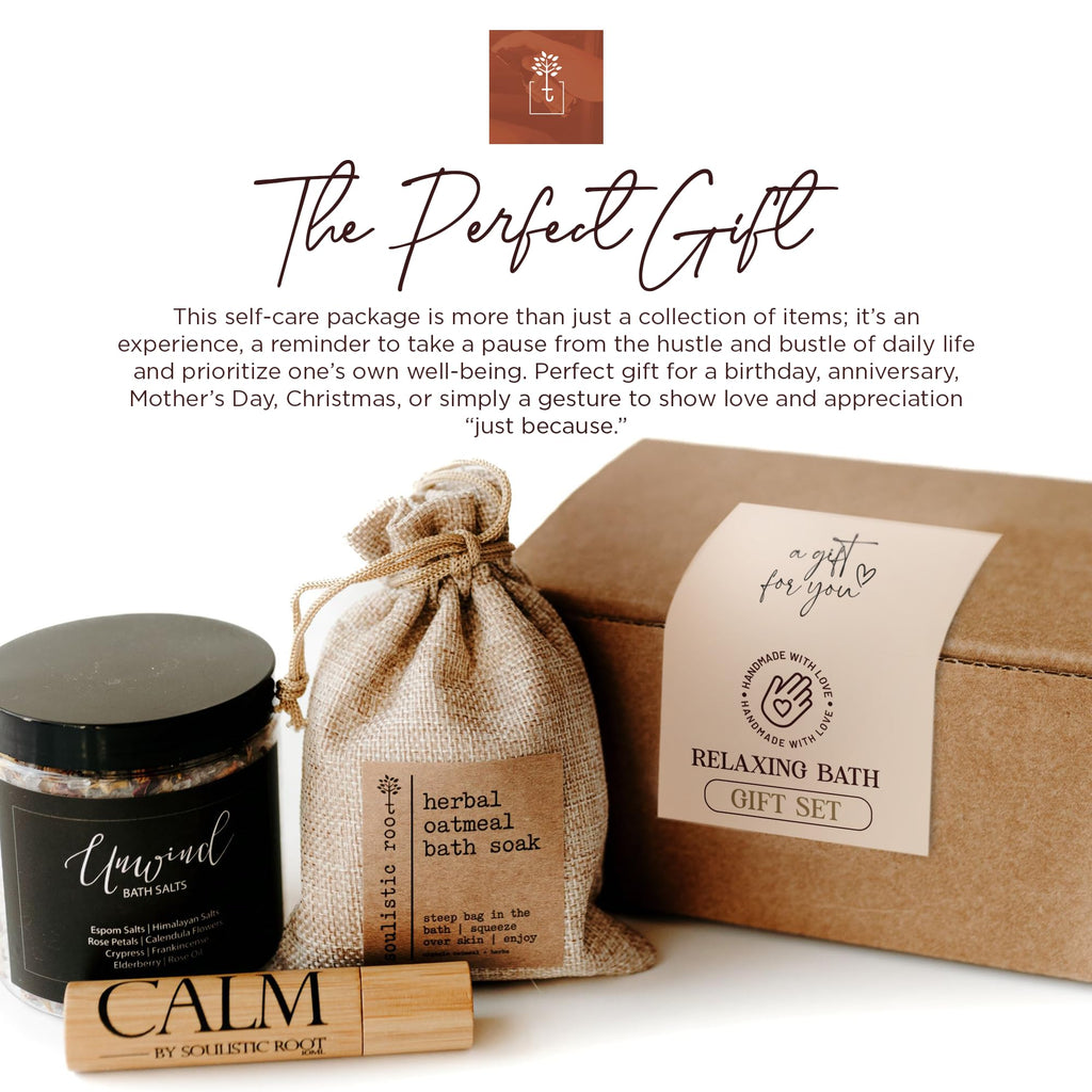 Bath Gift Set with Essential Oil Roller, Bath Salts & Oatmeal Bath Soak S78097