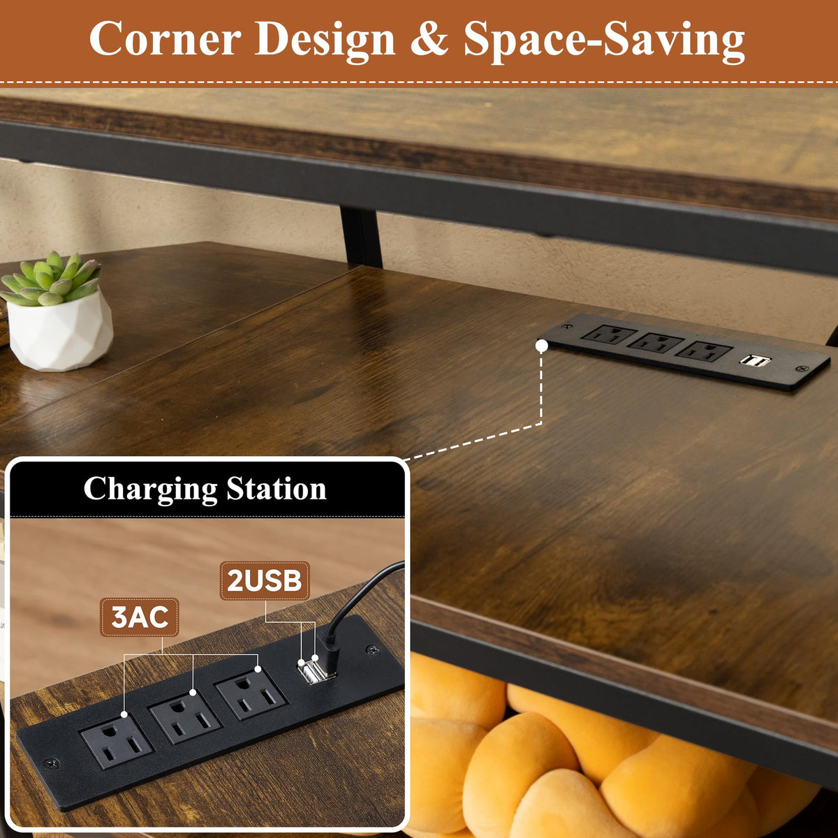 Corner TV Stand with Power Outlet O8498