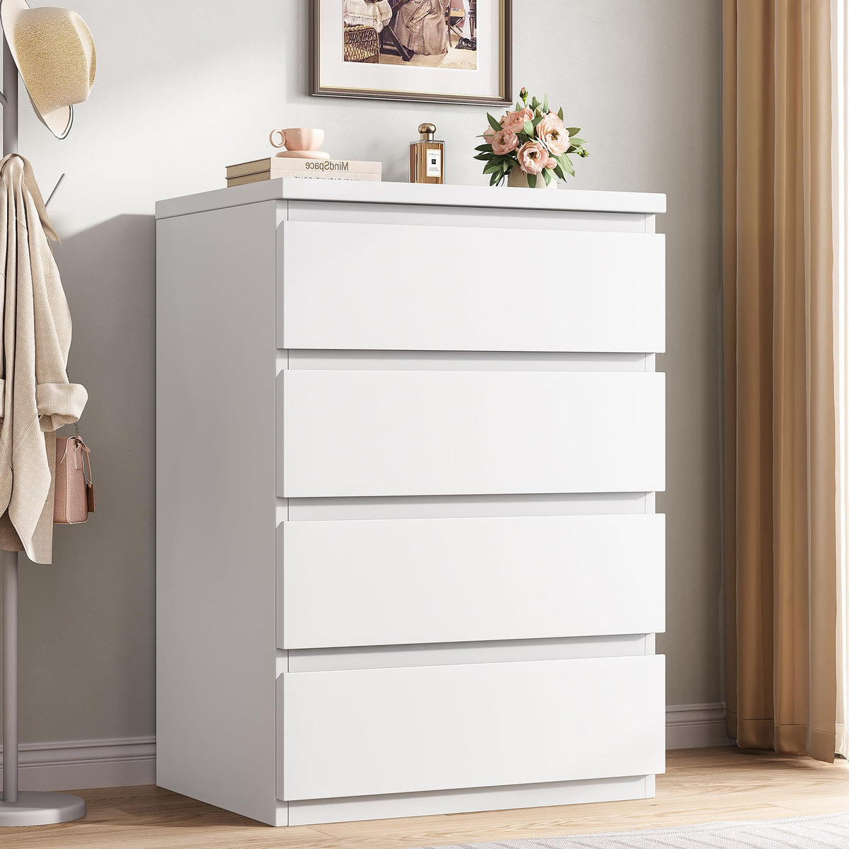White 4 Drawer Wood Dresser X315468