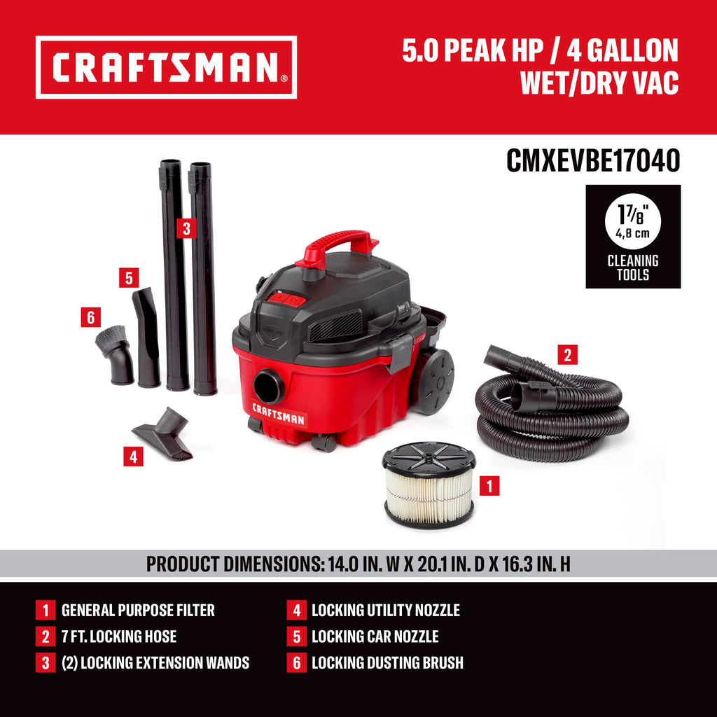 4 Gallon 5.0 Peak HP Wet Dry Shop Vacuum U138811