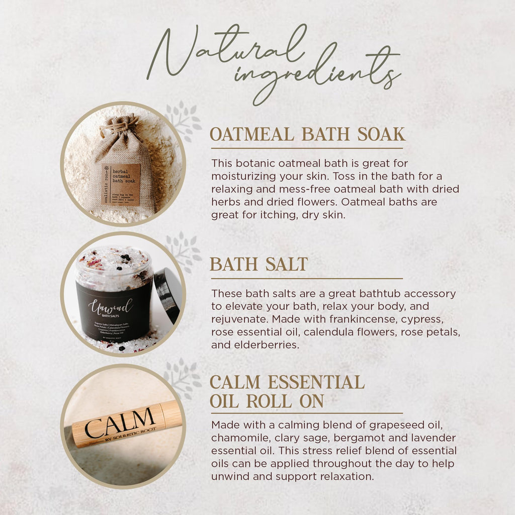 Bath Gift Set with Essential Oil Roller, Bath Salts & Oatmeal Bath Soak S78097